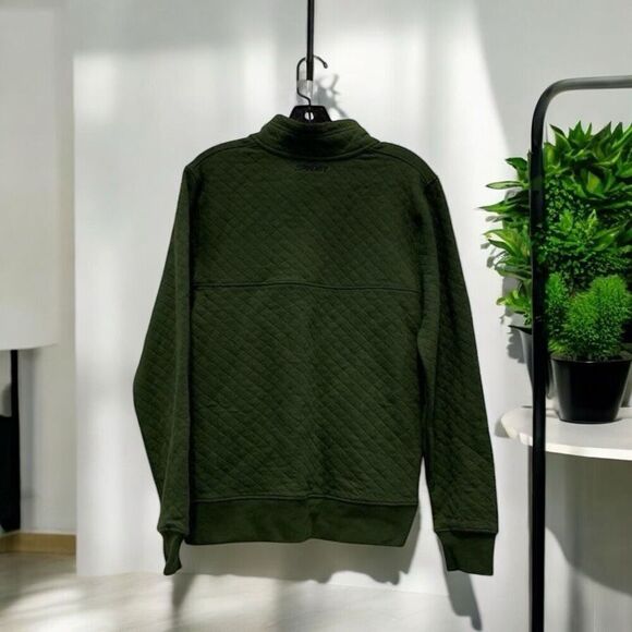 New Spyder 1/4 Button Snap Quilted Pullover Green Men’s Size S - Picture 3 of 5